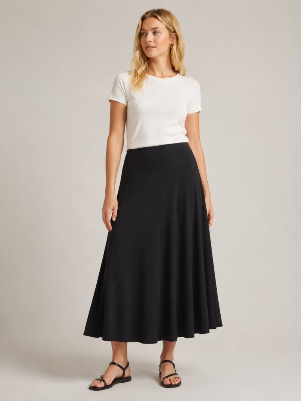 Universal Standard Clair Swing Skirt Black Matte 40 #A3798